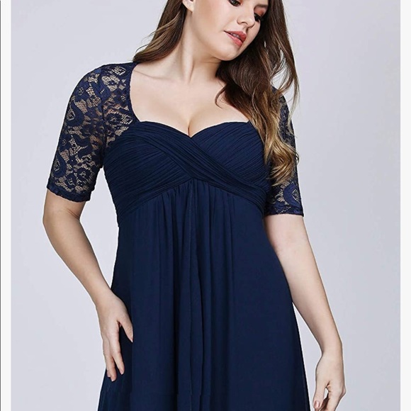 Navy Blue floor length evening gown - Picture 4 of 7